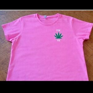 🌲💗 Pink IYKYK Tee with Green Leaf Design